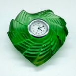 Lalique Crystal Green St. Valentine Heart Clock