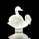 Lalique Crystal Double Swan Paperweight