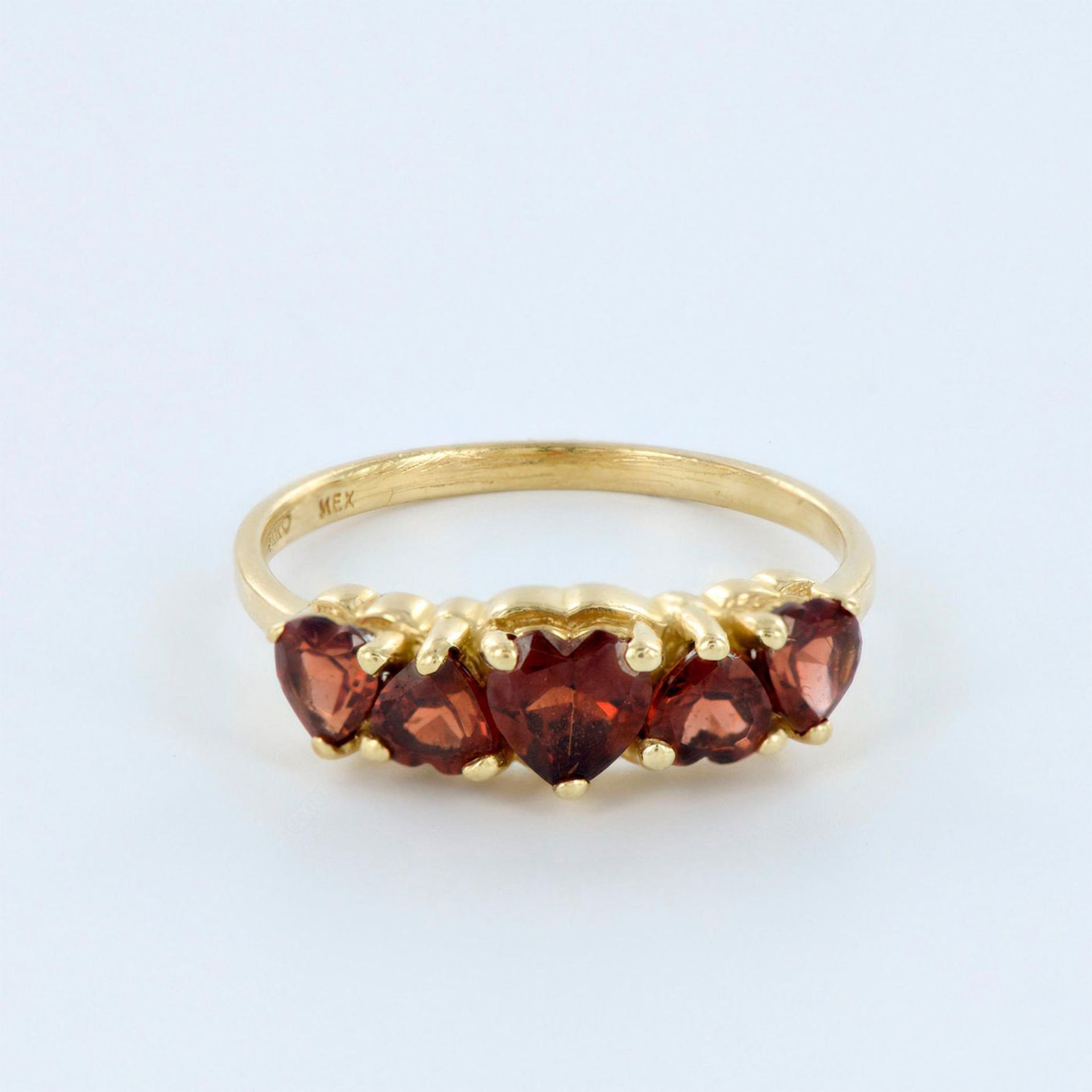 Designer Yellow Gold and Red Garnet Heart Ring - Bild 2 aus 7