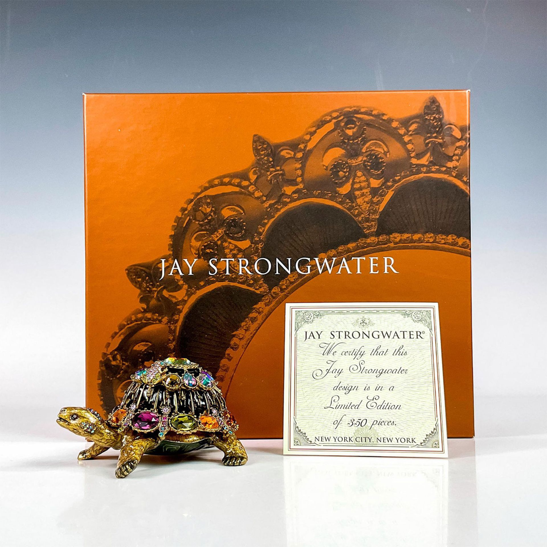 Jay Strongwater Limited Edition Bejeweled Tortoise Charm Box - Image 2 of 3