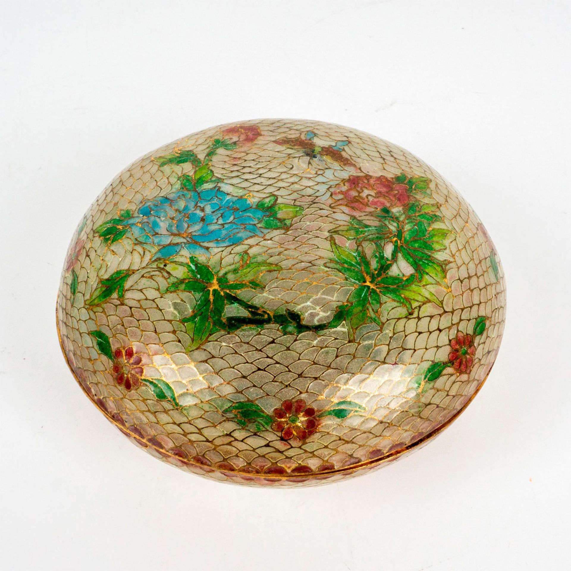 Antique Plique-A-Jour Glass Floral Decorative Box - Bild 4 aus 5