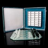 33pc Swarovski Silver Crystal Chess Set