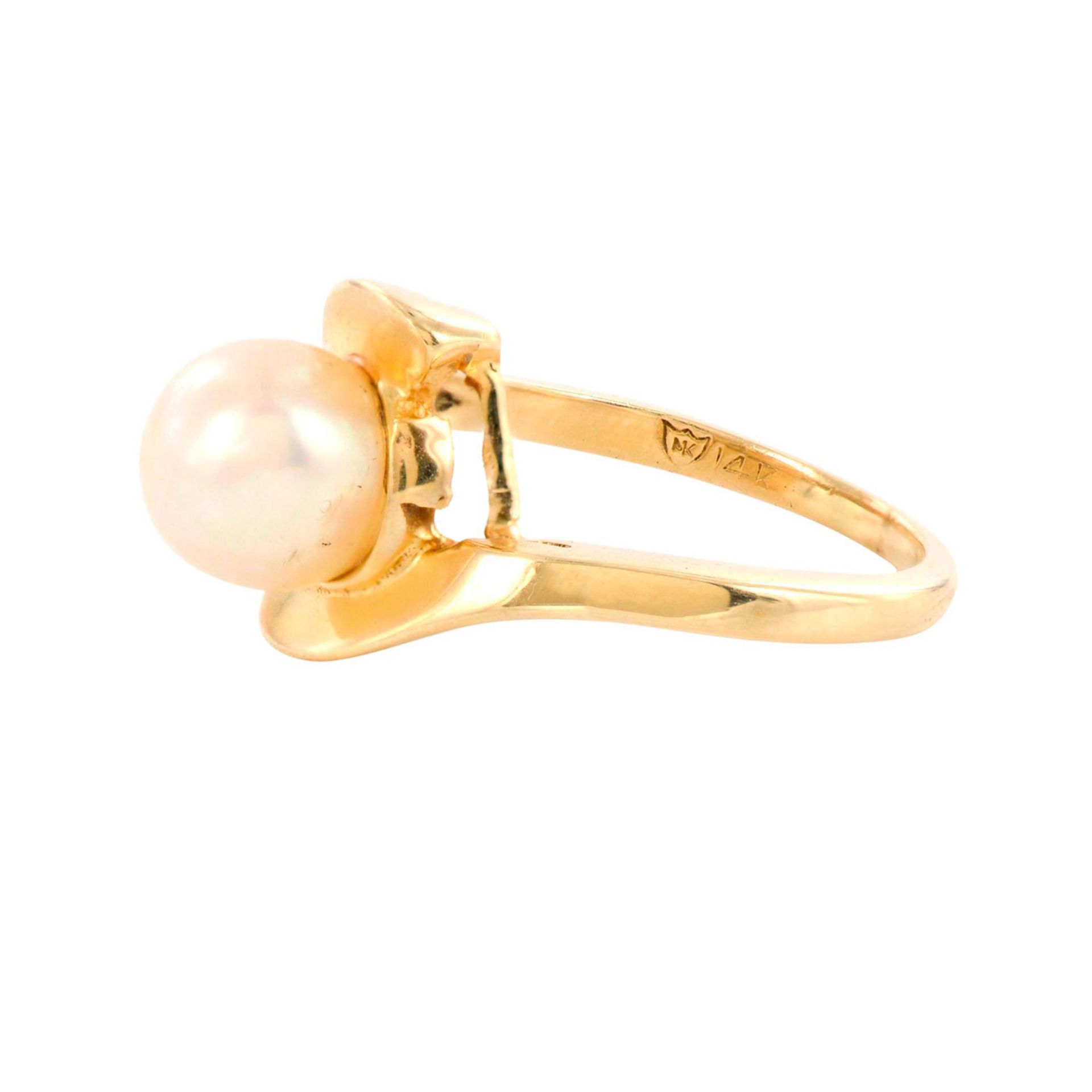 Vintage 14K Gold Pearl Cocktail Ring