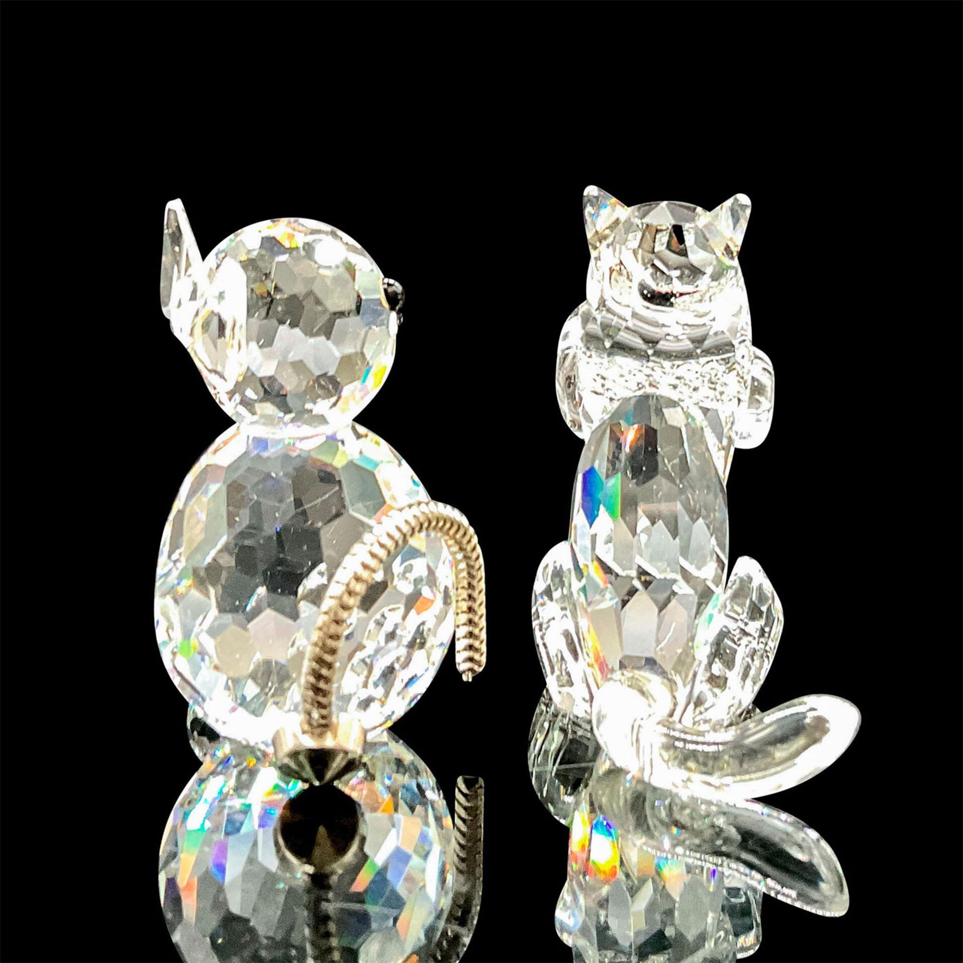 2pc Swarovski Crystal Figurines, Mini Cats - Image 2 of 3