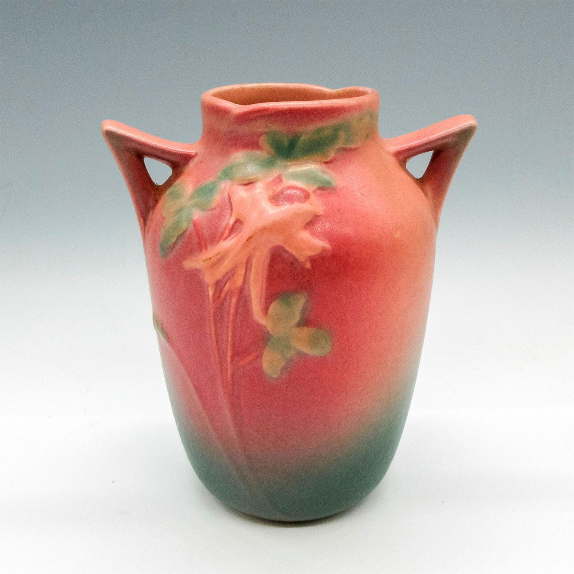Roseville Pottery Double Handled Vase, Columbine - Image 2 of 3