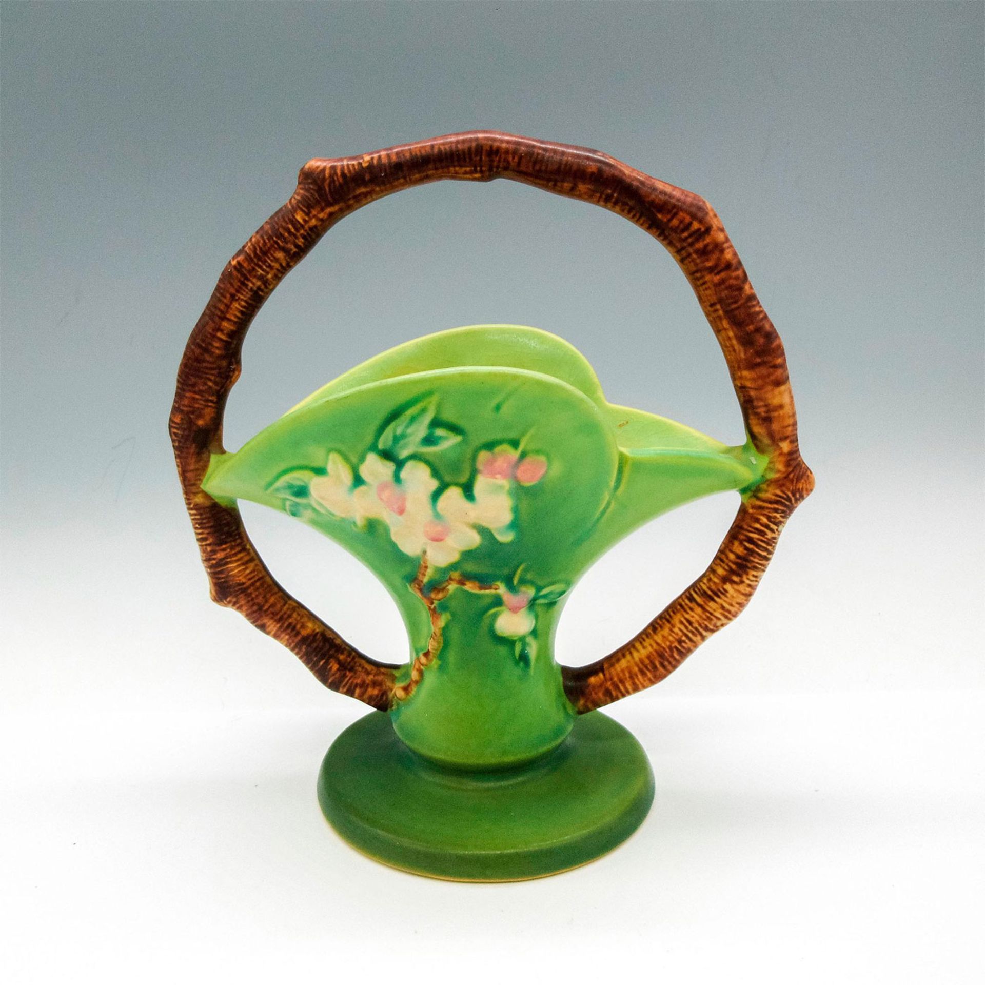 Roseville Pottery Basket Vase, Apple Blossom - Image 2 of 3