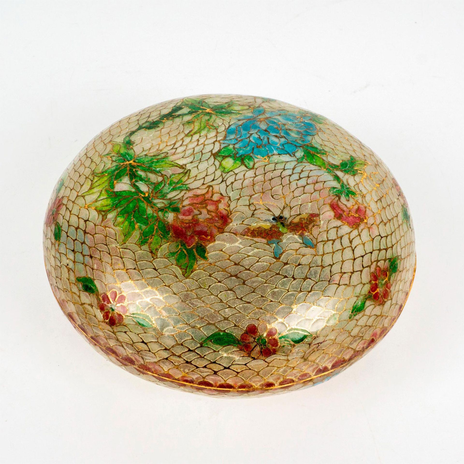 Antique Plique-A-Jour Glass Floral Decorative Box - Bild 3 aus 5