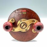 Antique Cozzone Wood and Brass Fishing Reel