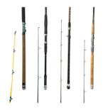 Lot of 4 Beach/Surf Fishing Rods Baitcasting and Spinner