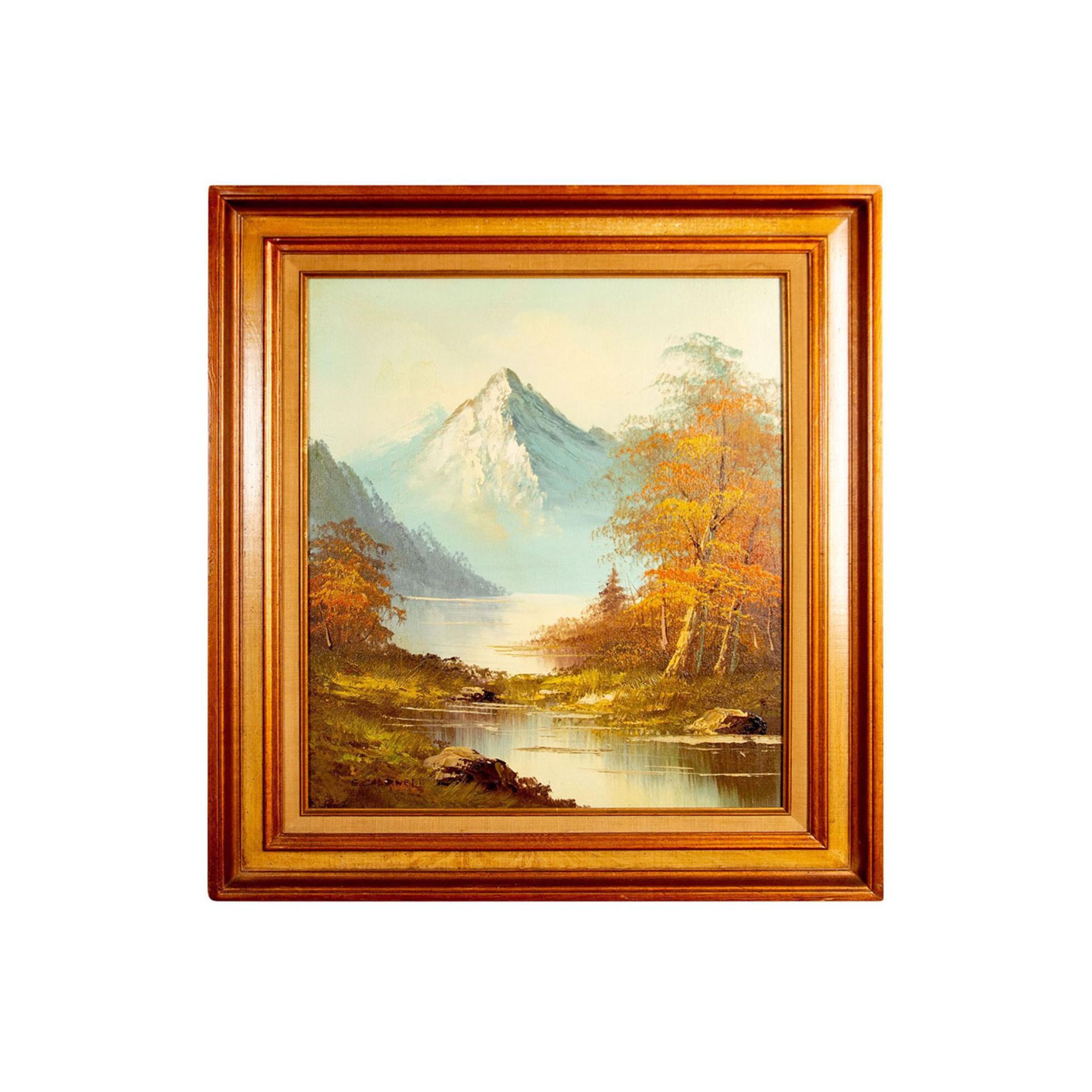 E. Caldwell, Landscape Oil Painting on Canvas, Signed