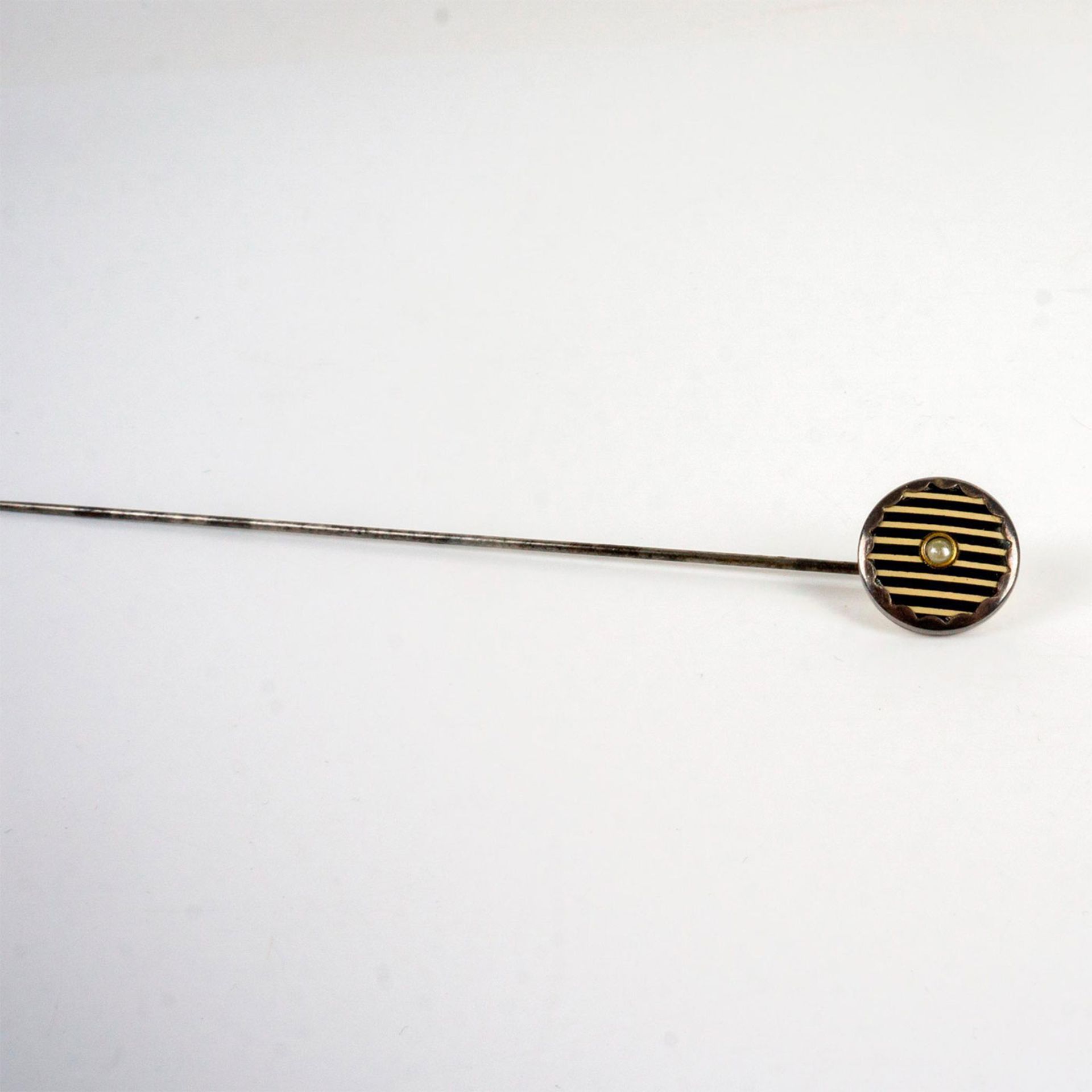 Vintage Silver Hat Pin, Pearl and Stripes - Bild 3 aus 4