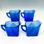 5pc Hazel Atlas Cobalt Blue Chevron Milk Pitchers/Creamers