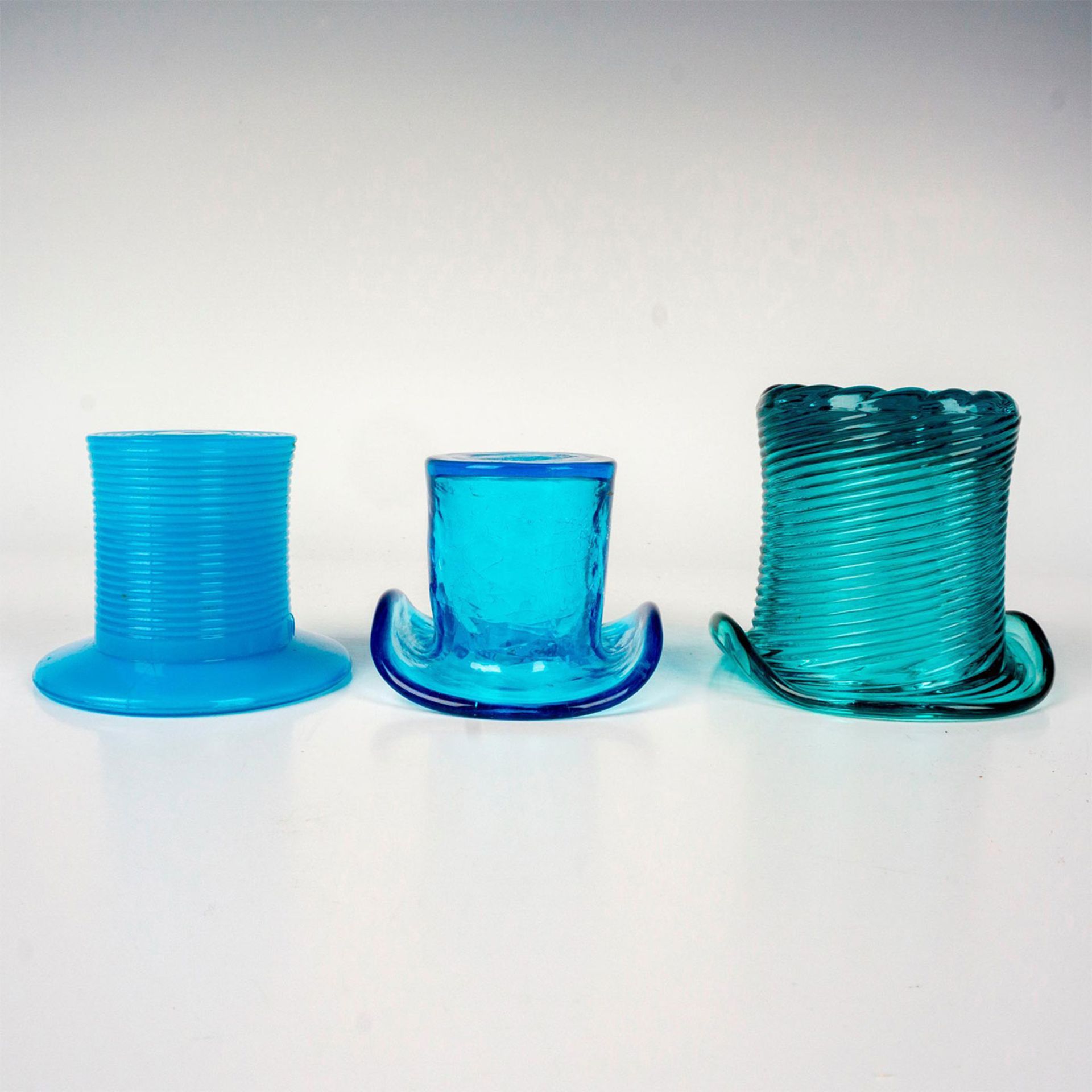 3pc Art Glass Hat Topper Vases