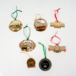 7pc Greenbrier Resort Collectible Ornaments 24K Gold Finish