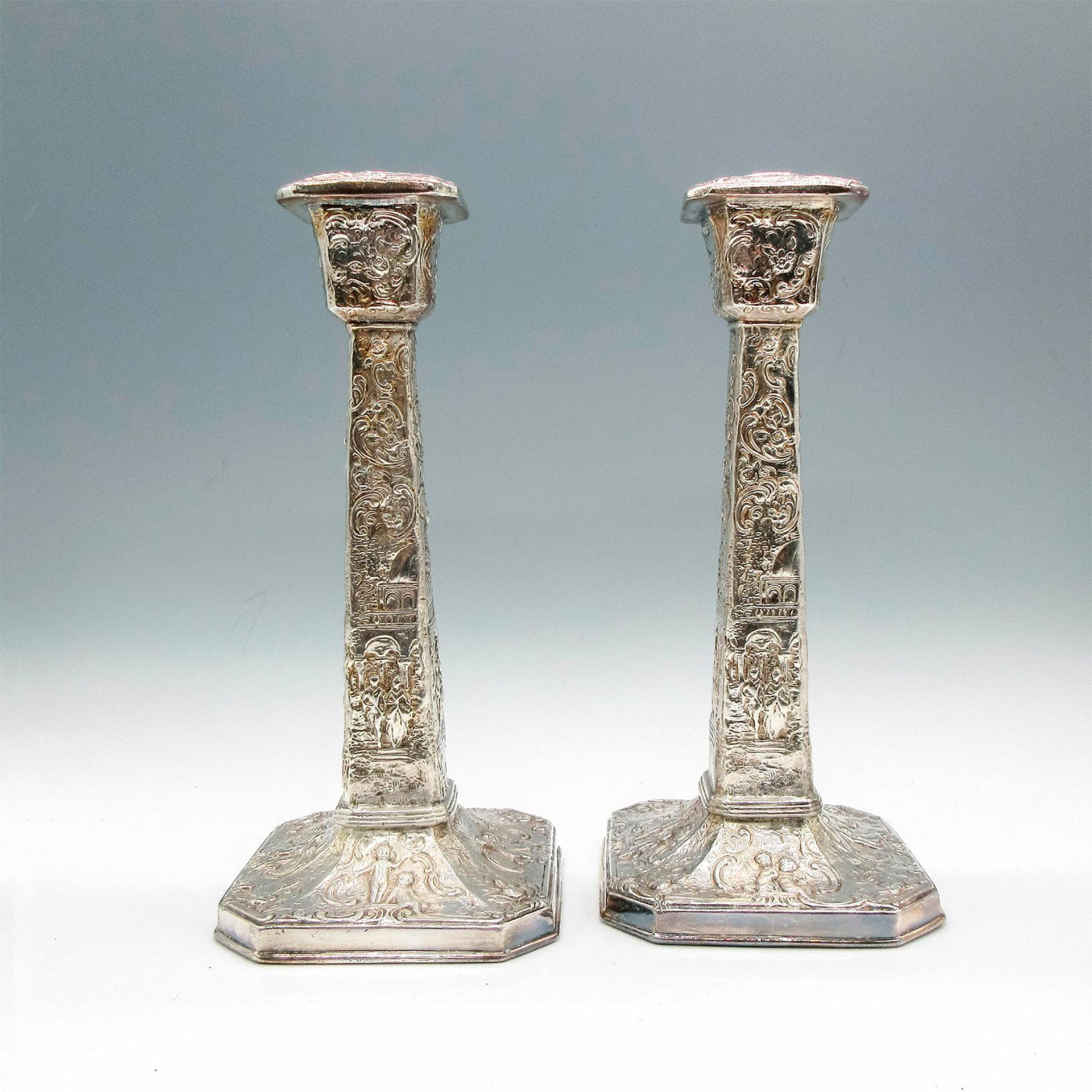 2pc Weidlich Brothers Silver Plated Candlestick Holders 2342