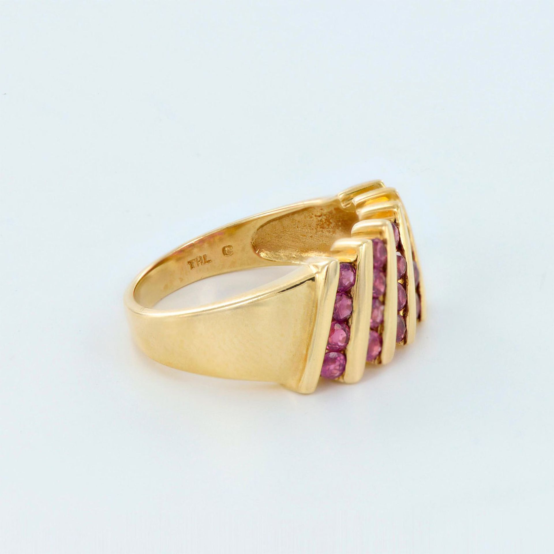 Samuel Aaron, Inc. 10k Gold with Pink Gemstones Ring - Image 4 of 5