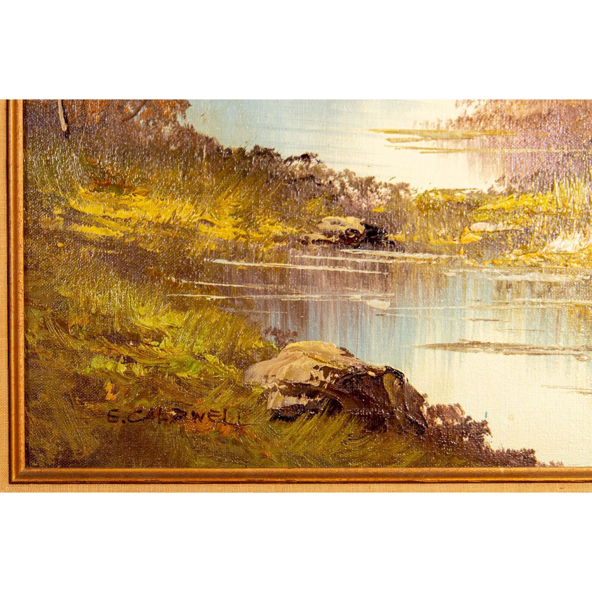 E. Caldwell, Landscape Oil Painting on Canvas, Signed - Image 4 of 5
