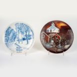 2pc Vintage Decorative Wall Plates, Arabia Finland + Elg Elg