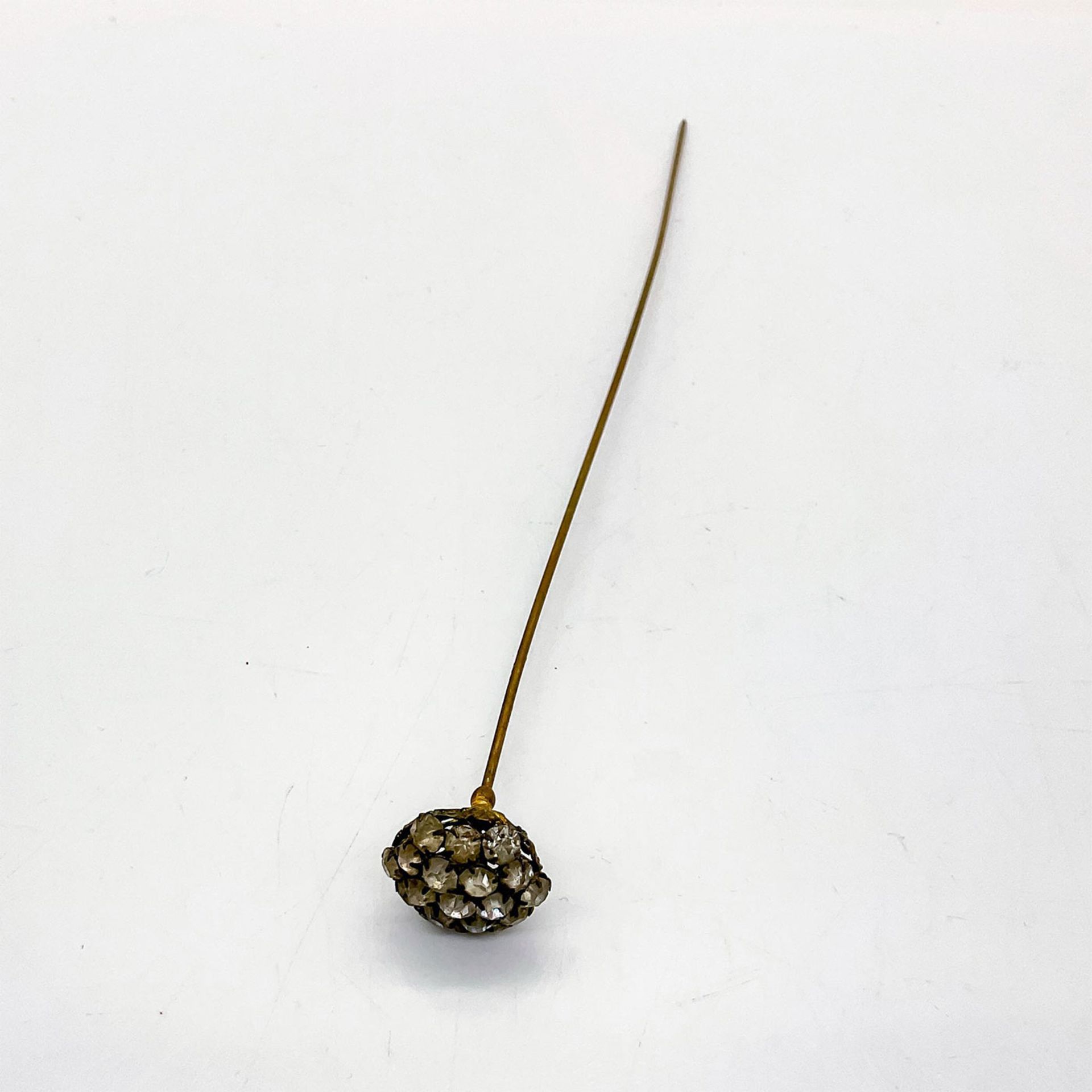 Vintage Bronze Hat Pin, Rhinestones - Bild 3 aus 4