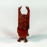 Chinese Small Wooden Carved Happy Buddha Figurine