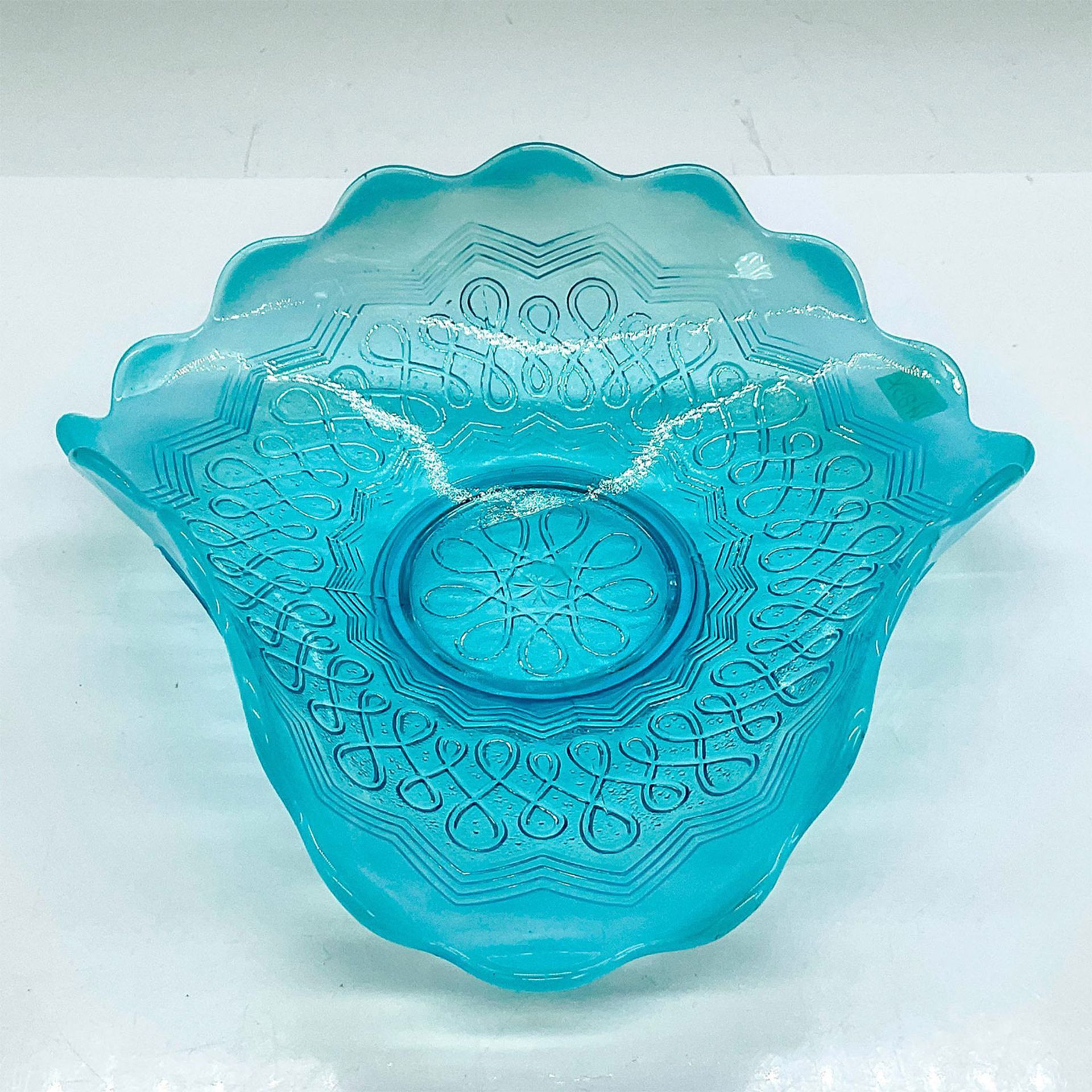 Antique Blue Jefferson Glass Bowl, Many Loops Pattern - Image 2 of 3