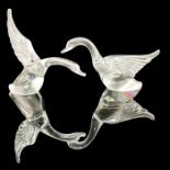 2pc Clear Glass Geese Figurines Wings Up and Wings Down