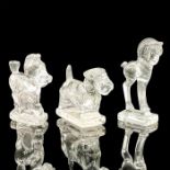 3pc Lot of Clear Glass Animal Figures 2 Horses and Dog