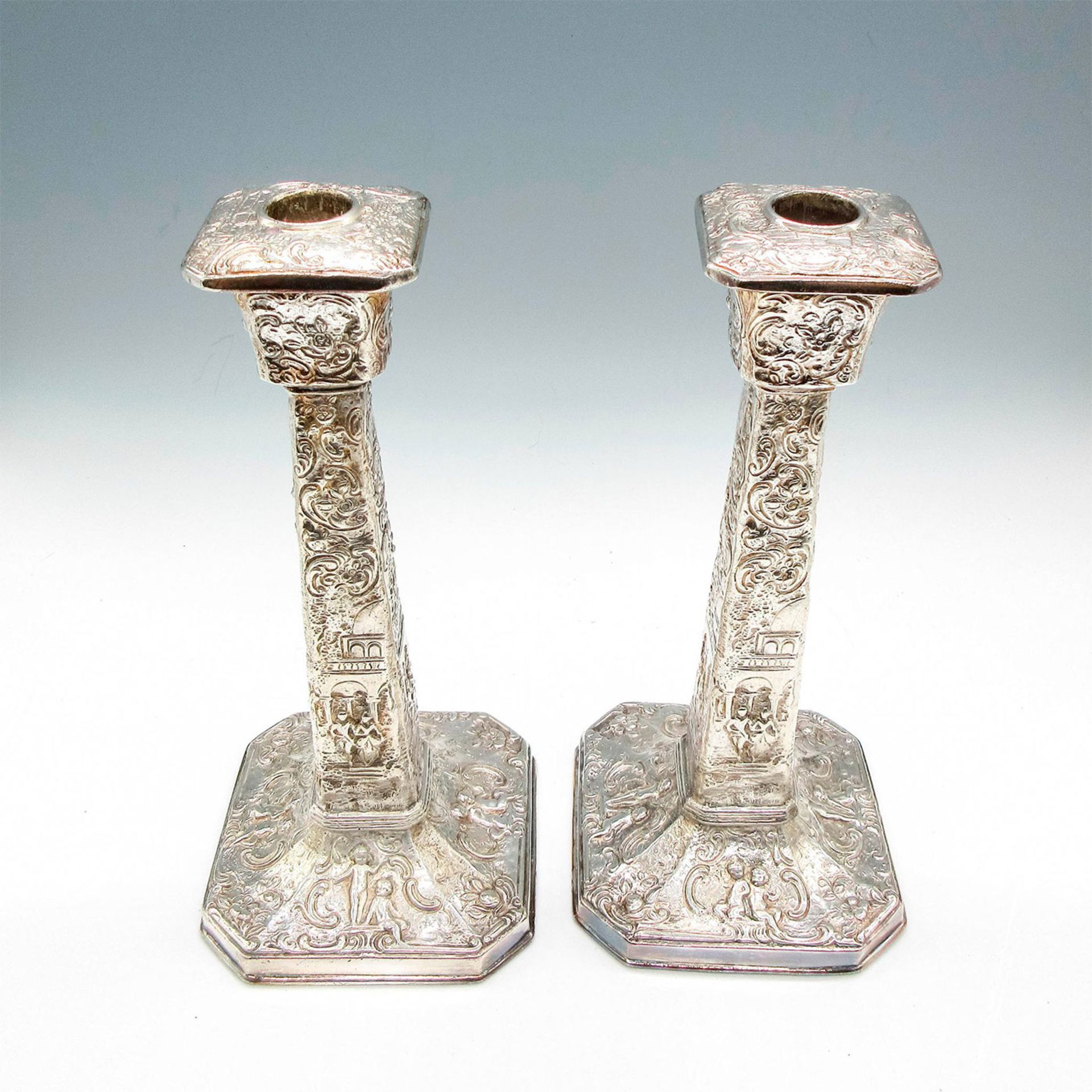 2pc Weidlich Brothers Silver Plated Candlestick Holders 2342 - Image 2 of 3