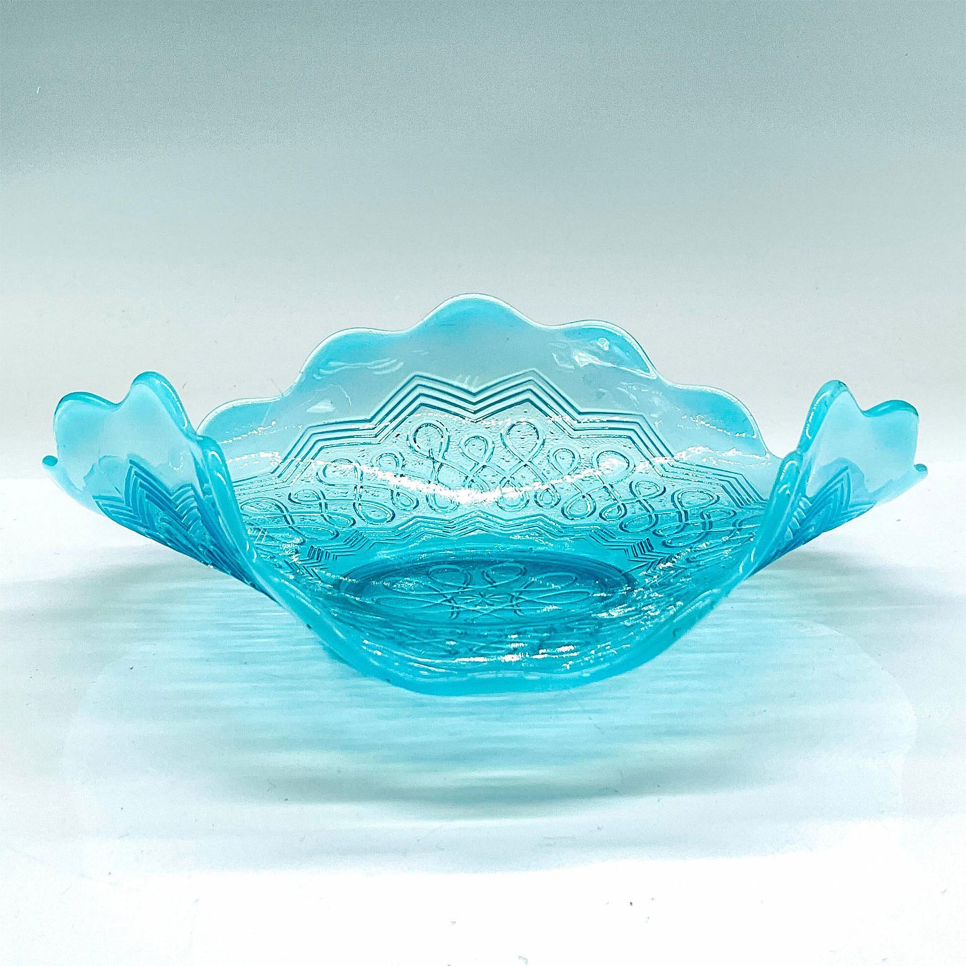 Antique Blue Jefferson Glass Bowl, Many Loops Pattern