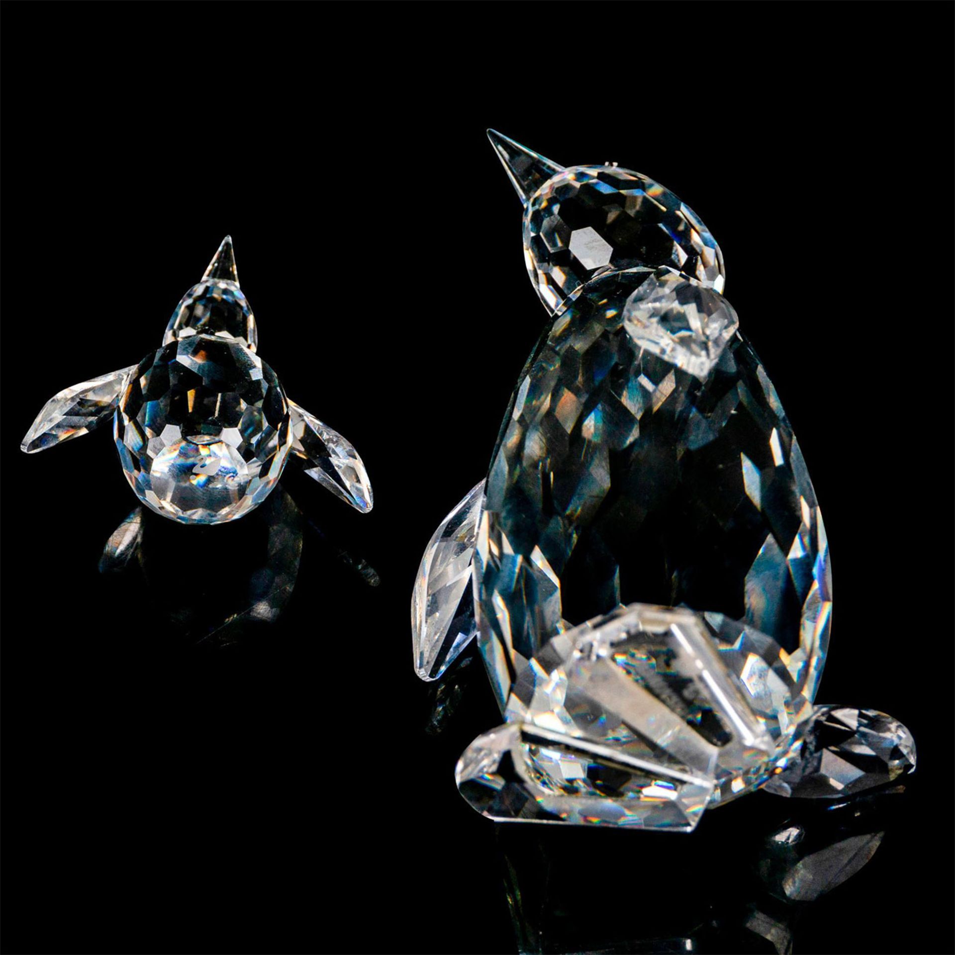 2pc Swarovski Crystal Figures, Adult/Baby Penguins on Base - Bild 6 aus 6