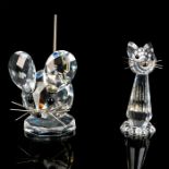2pc Swarovski Crystal Mini Figures, Cat and Mouse