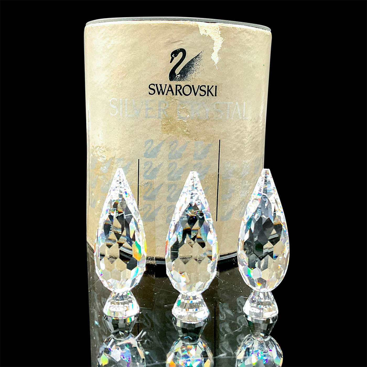 Set of 3 Swarovski Silver Crystal Figurines, Poplar Trees - Image 2 of 3