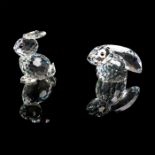 2pc Swarovski Crystal Figurines, Rabbits