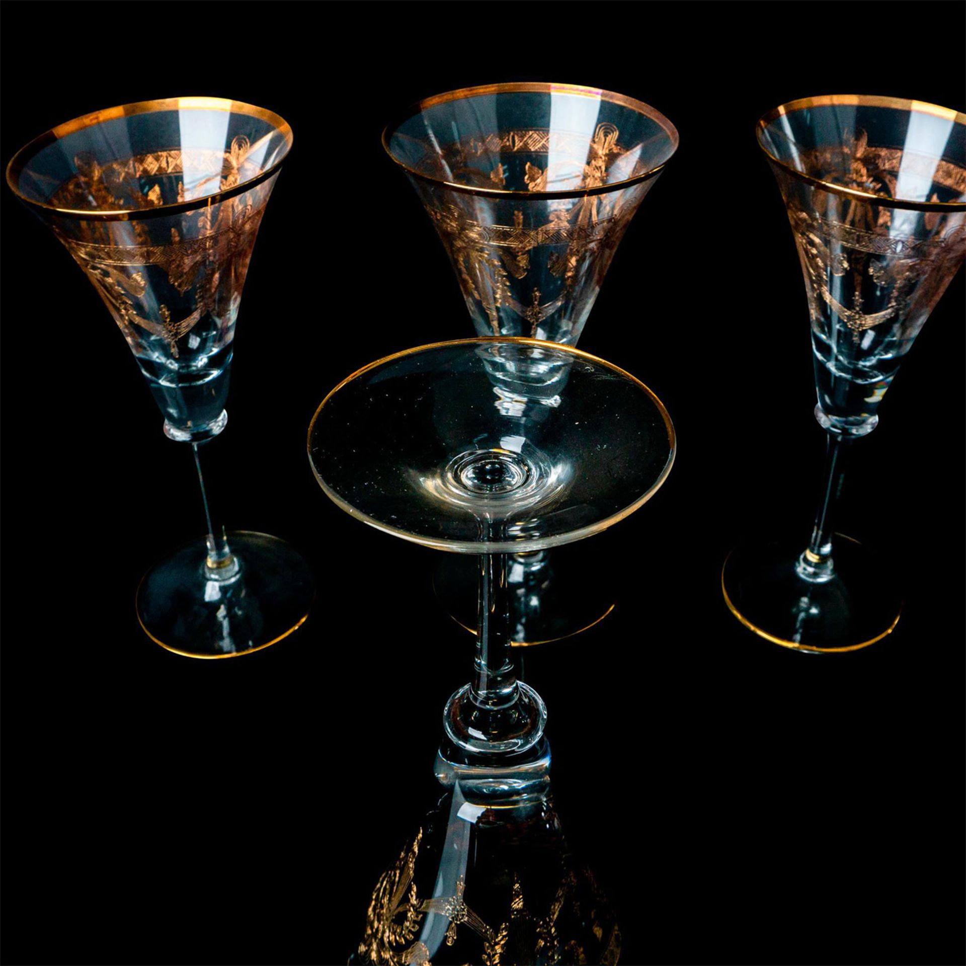 6pc Duka Gold Rimmed Champagne Glasses - Image 5 of 5
