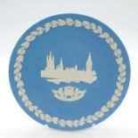 Vintage Wedgwood Blue Jasperware Plate, Houses of Parliament