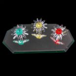 3pc Swarovski Crystal Figures, Marguerites with Base
