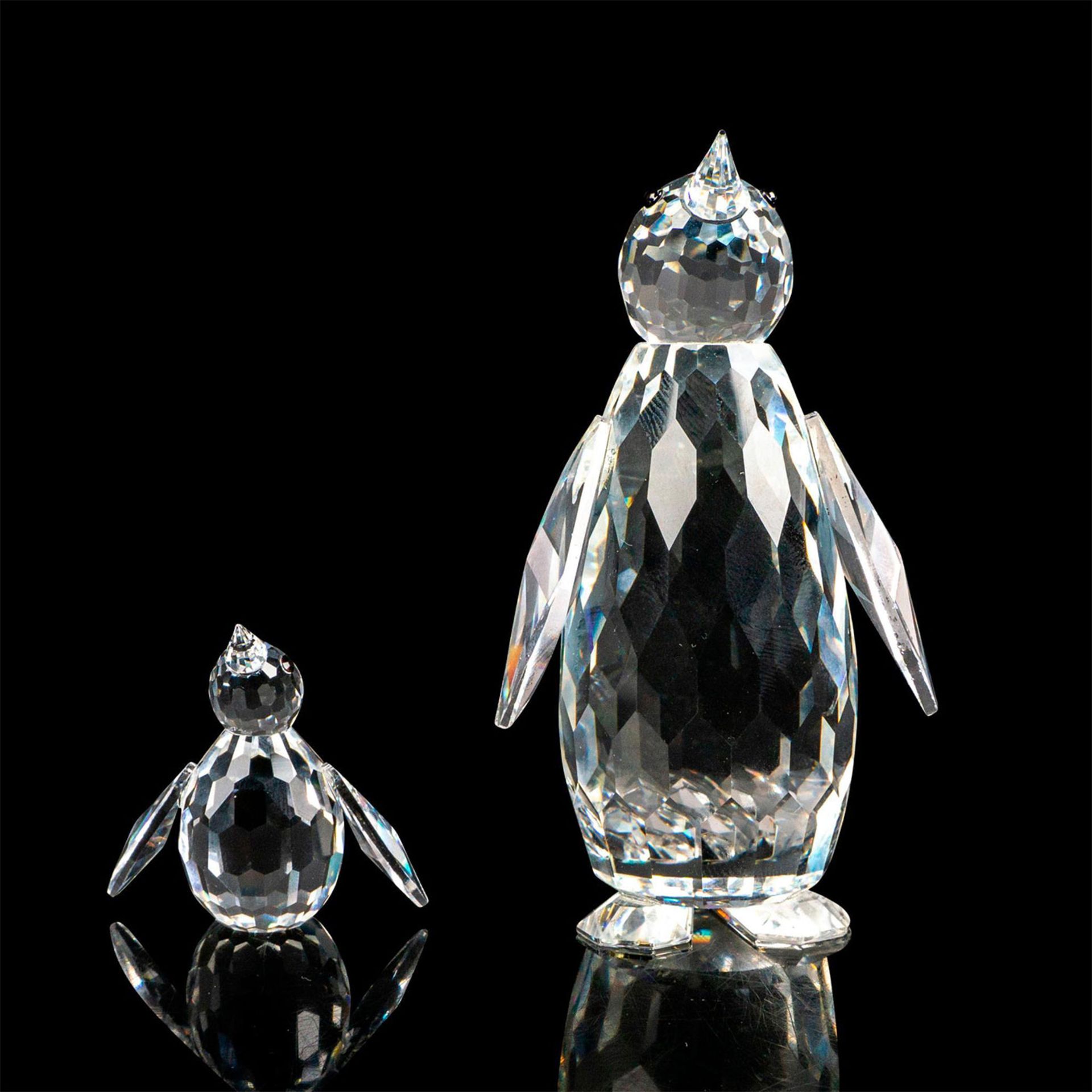 2pc Swarovski Crystal Figures, Adult/Baby Penguins on Base - Bild 3 aus 6