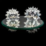 3pc Swarovski Crystal Figurines, Hedgehogs and Mirror