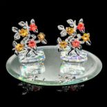 3pc Swarovski Crystal Figurines, Bonsai Trees and Mirror