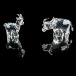 2pc Swarovski Crystal Figurines, Goat and Ox