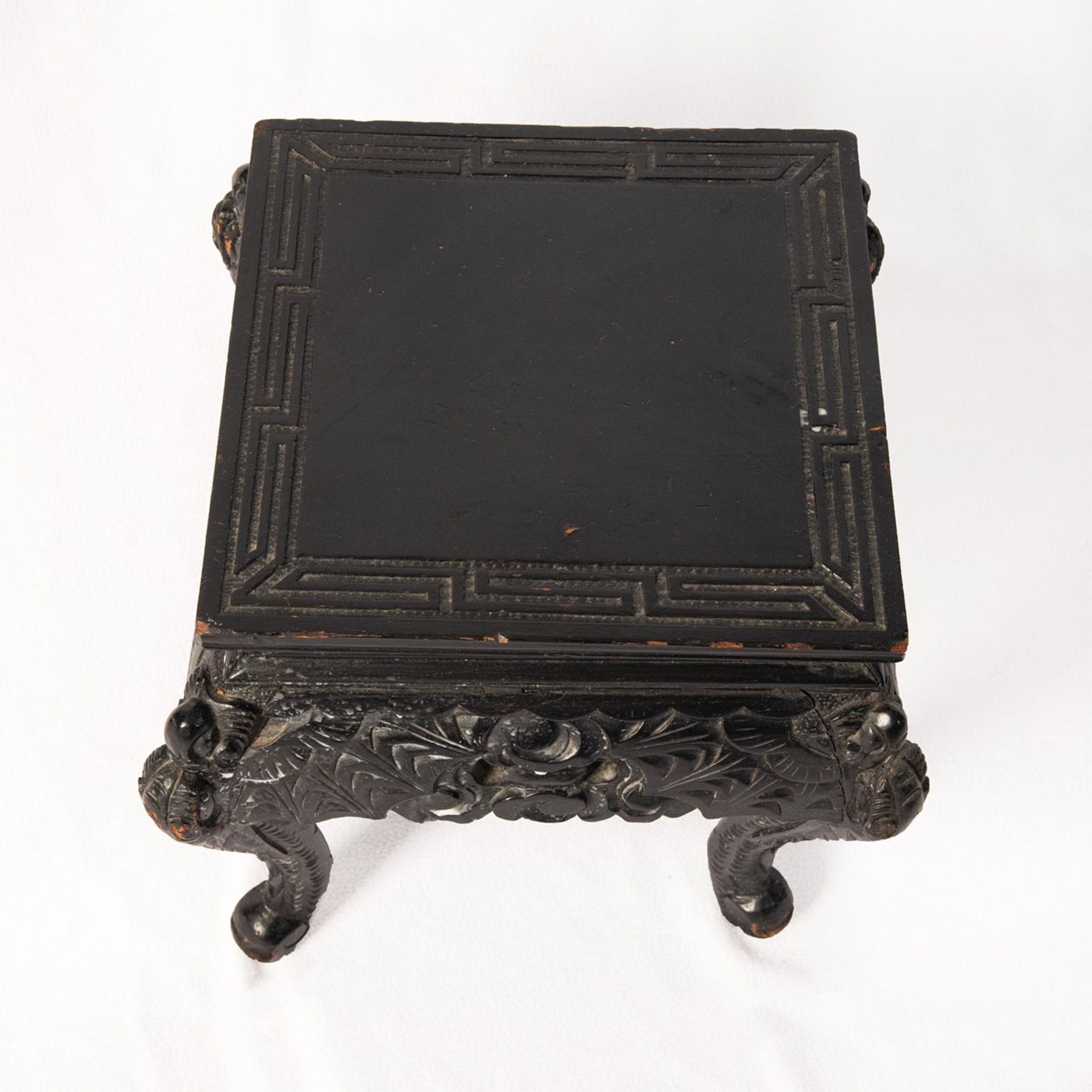Chinese Black Lacquer End Table - Image 3 of 4