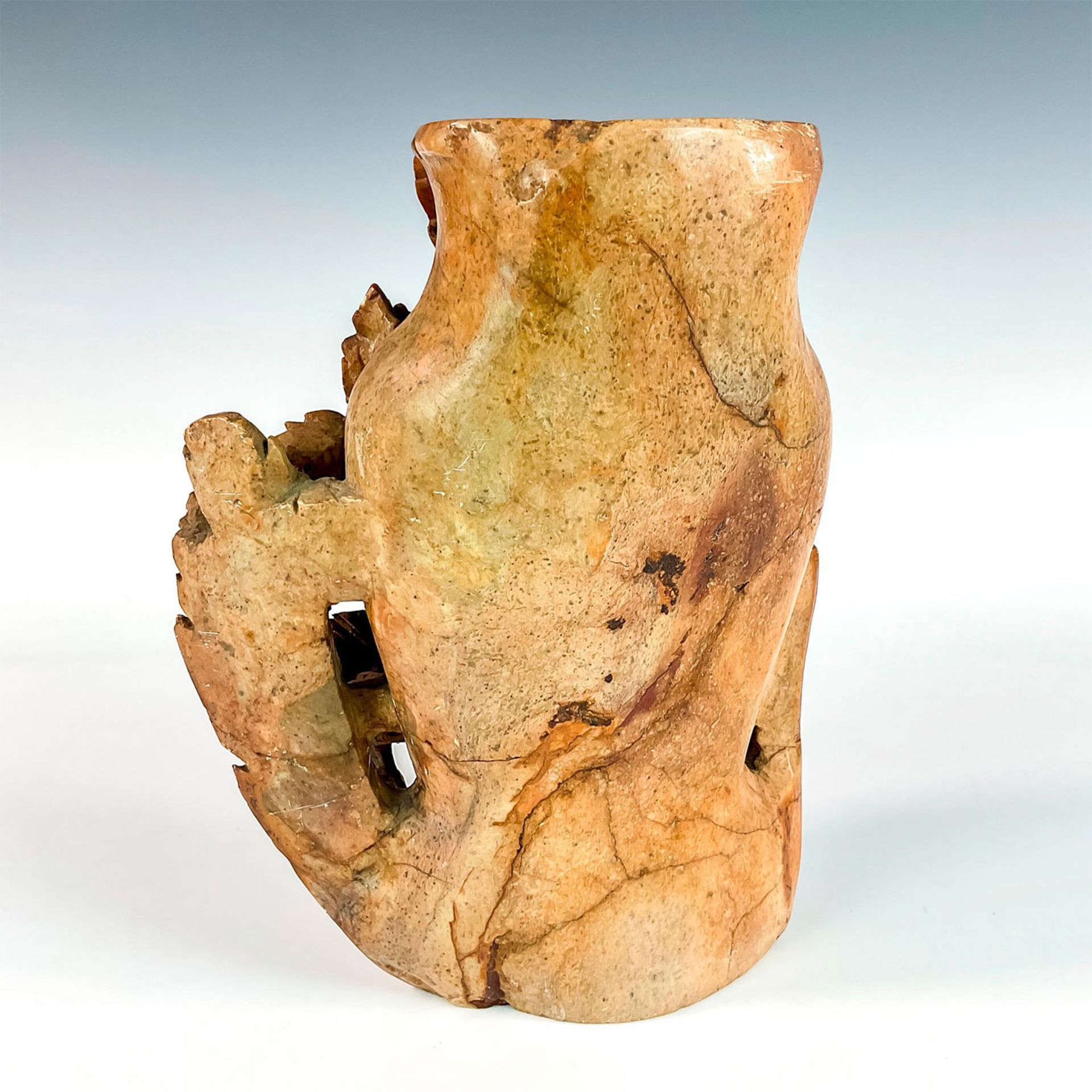 Antique Carved Soapstone Vase - Image 2 of 3