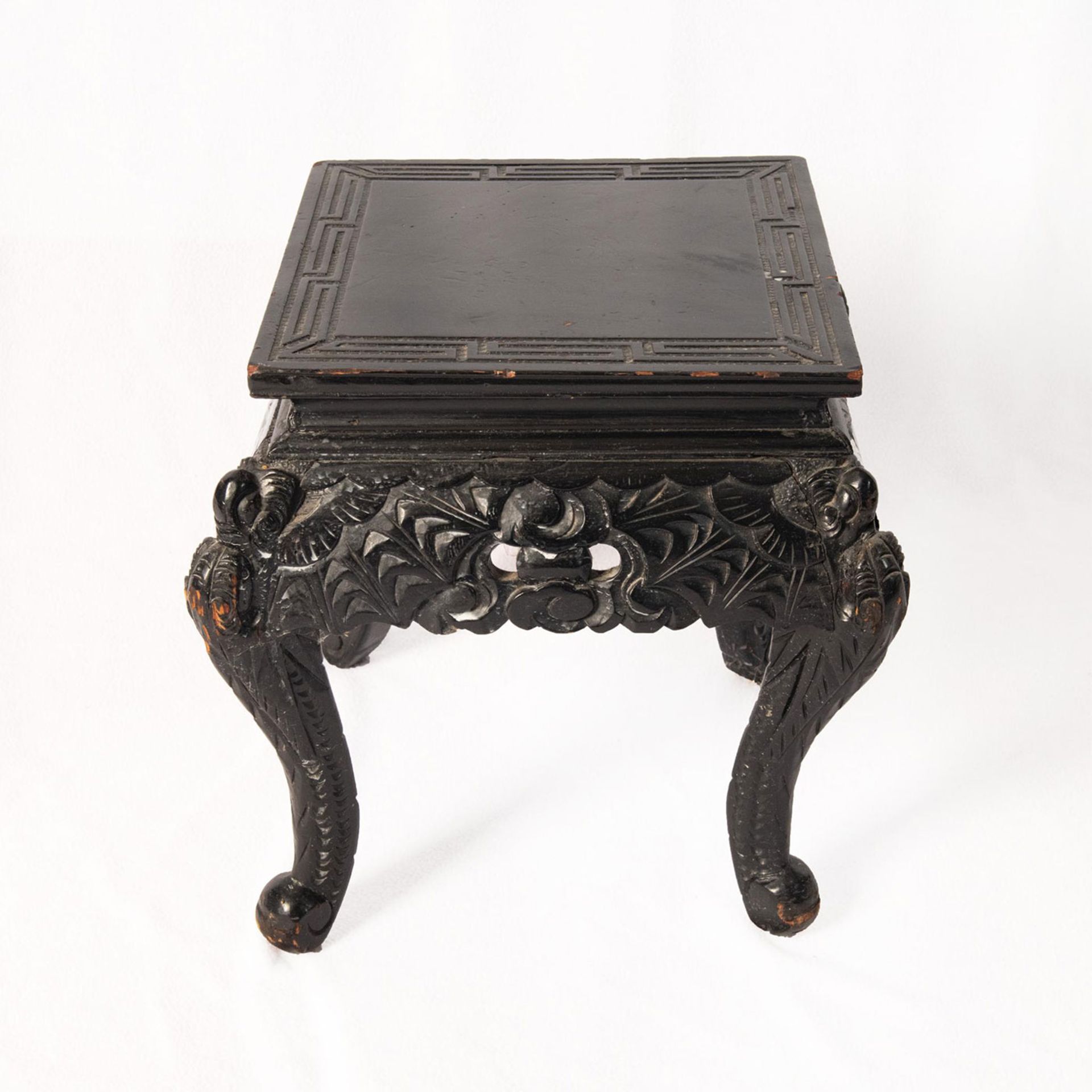 Chinese Black Lacquer End Table - Image 2 of 4