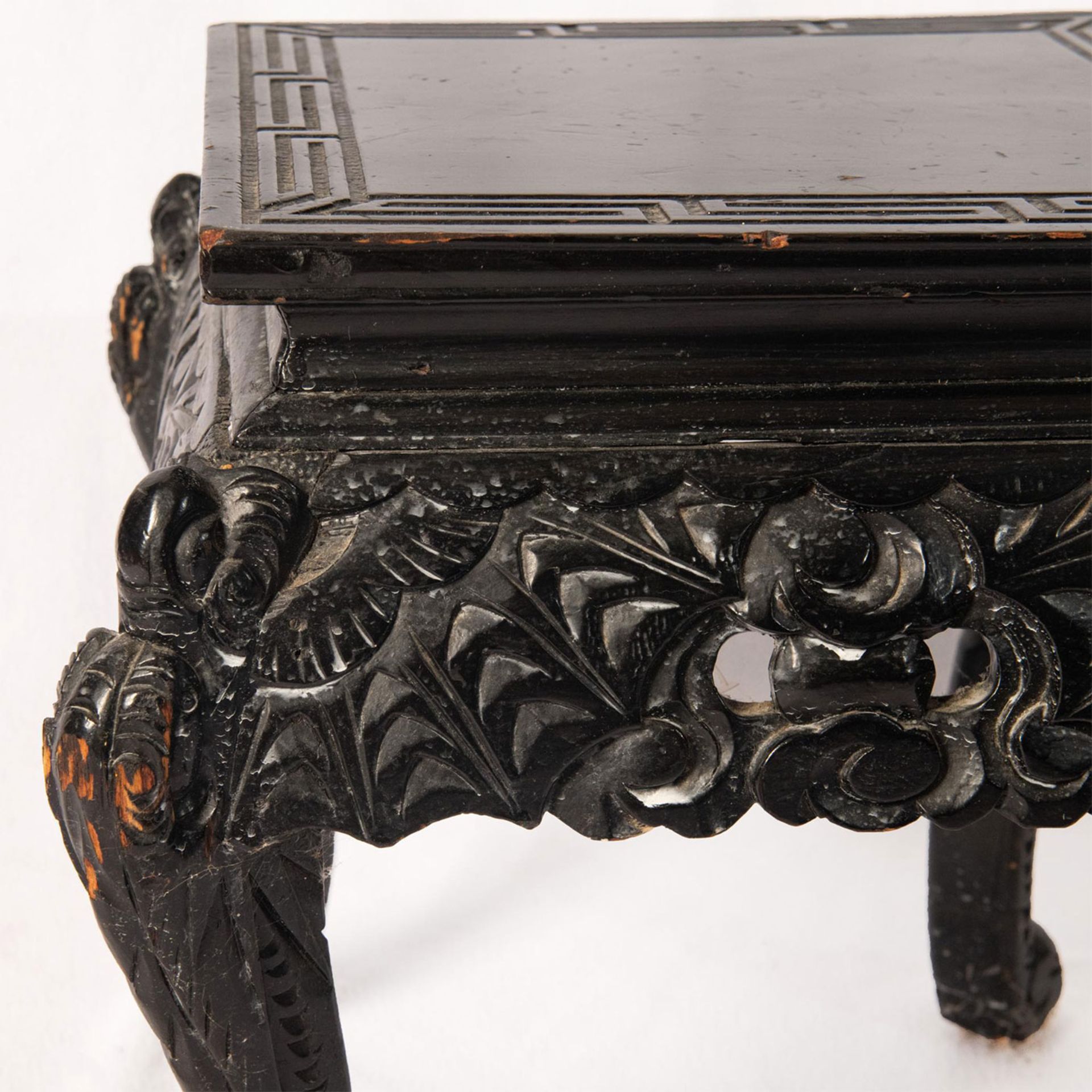 Chinese Black Lacquer End Table - Image 4 of 4