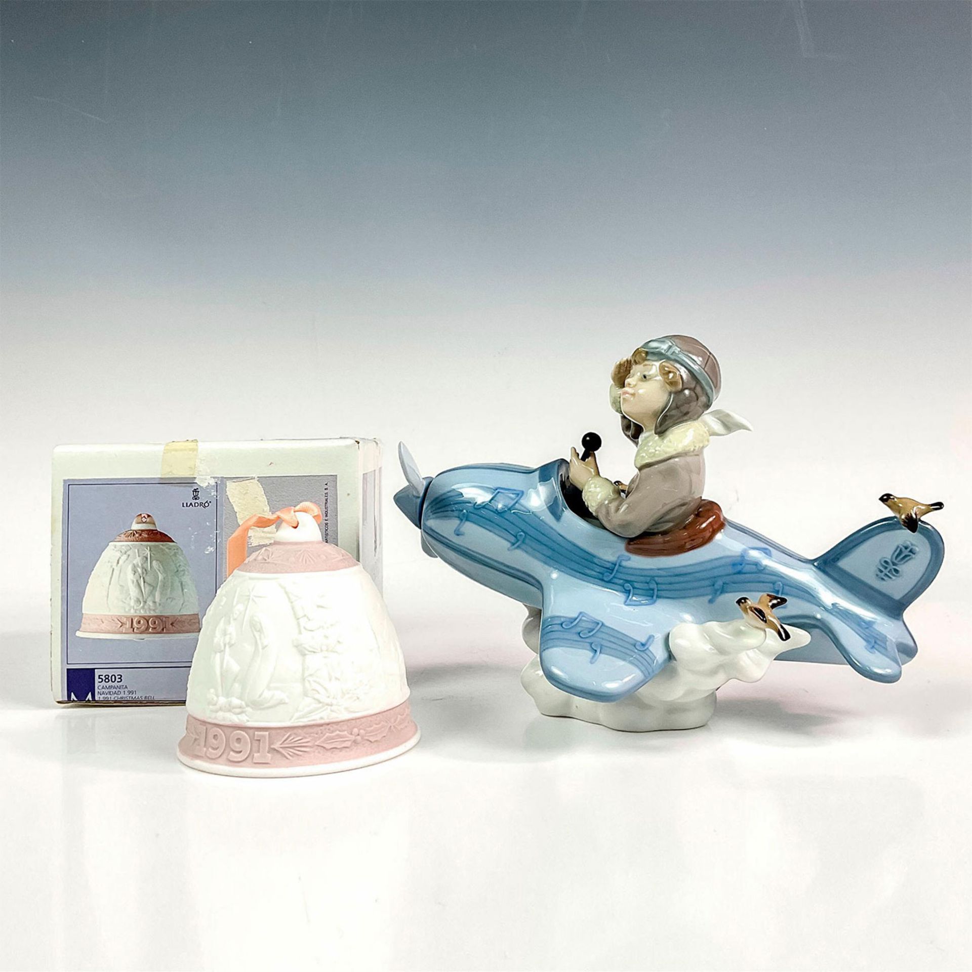 2pc Lladro Porcelain Figurine + Bell - Bild 2 aus 4