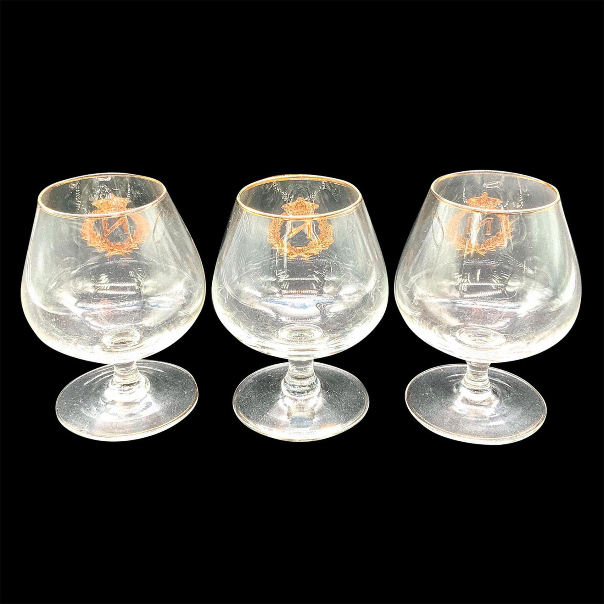 Trio Napoleon Glass Brandy Snifter Glasses - Image 2 of 3