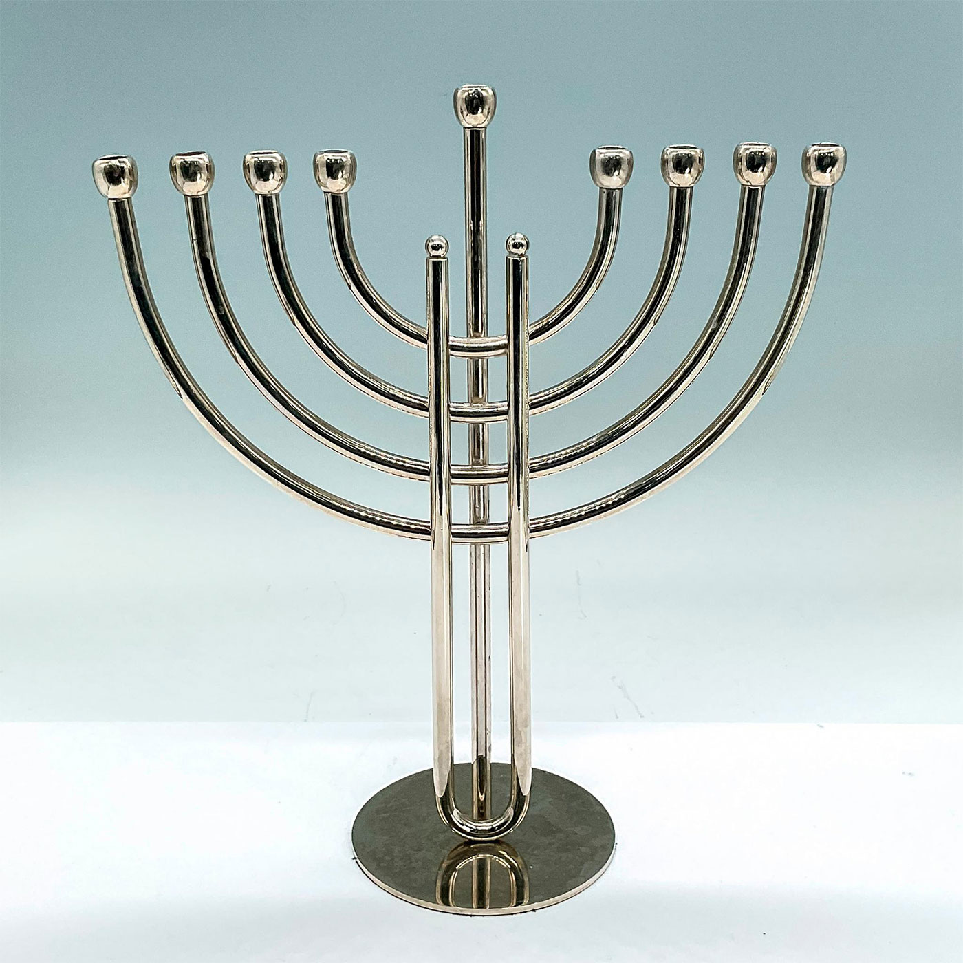 Contemporary Silvertone Hanukkah Menorah - Image 2 of 3