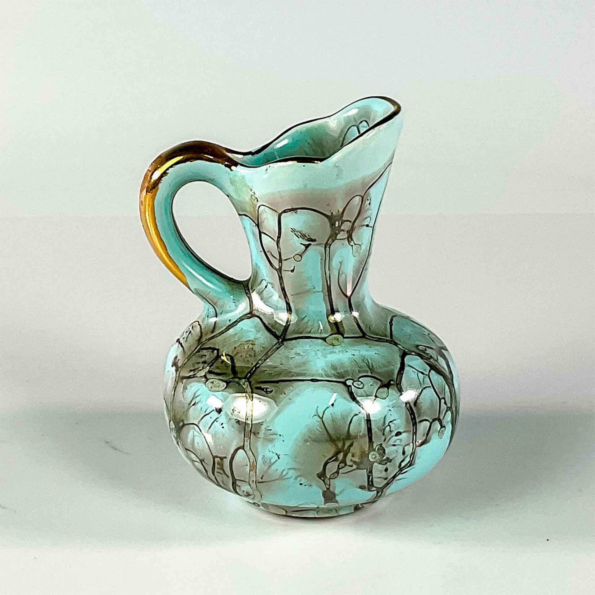 Mid-Century Dutch Hand Painted Porcelain Gilt Accent Vase