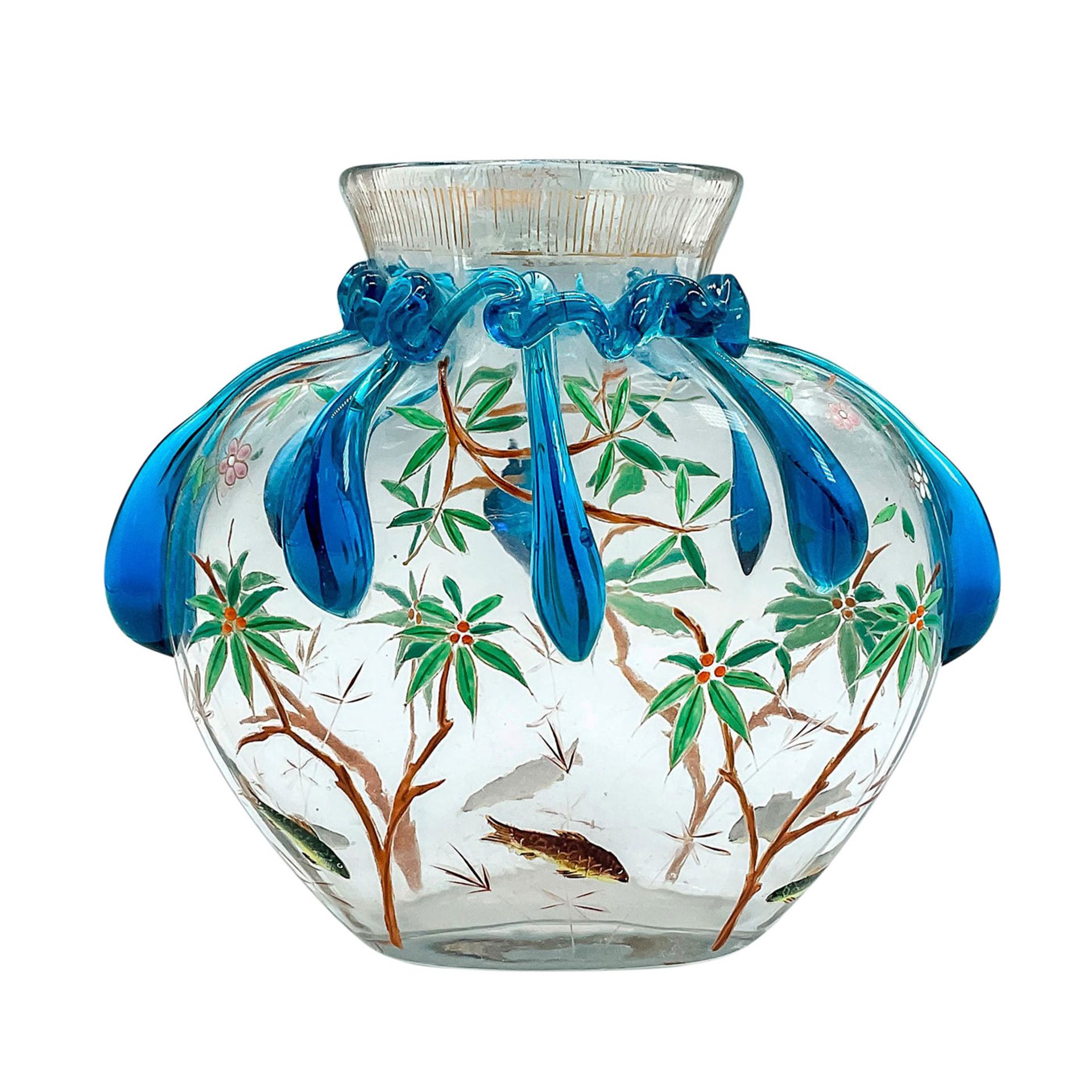Art Glass Vase, Swimming Fish