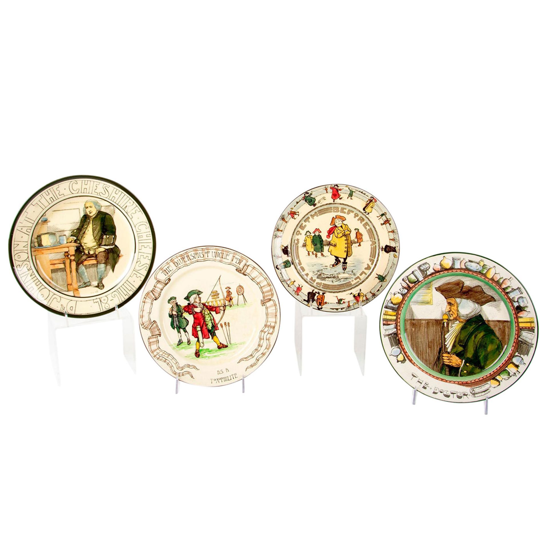 4pc Royal Doulton Series Ware Plates, Skaters, Dickens